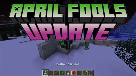 How to get the april fools update minecraft bedrock - Apr 13, 2022 · True to its name, the April Fools Trendy Update would add many highly requested blocks such as USB chargers, ankle monitors, VR headsets, and, of course, smartwatches. Even the mobs joined in on the fun and would spawn holding “OBEY” signs, and as silly as it all sounded, the added items were quite fun. 